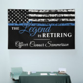 Thin Blue Line American Flag Police Retirement Banner (Messe)