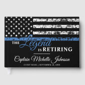 Thin Blue Line American Flag Police Retirement Gästebuch (Vorderseite)