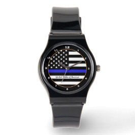 Thin Blue Line & American Flag Police / US-Büro Armbanduhr