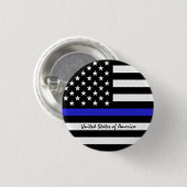 Thin Blue Line & American Flag Police / US-Büro Button (Vorne & Hinten)
