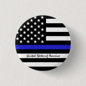 Thin Blue Line & American Flag Police / US-Büro Button (Vorderseite)