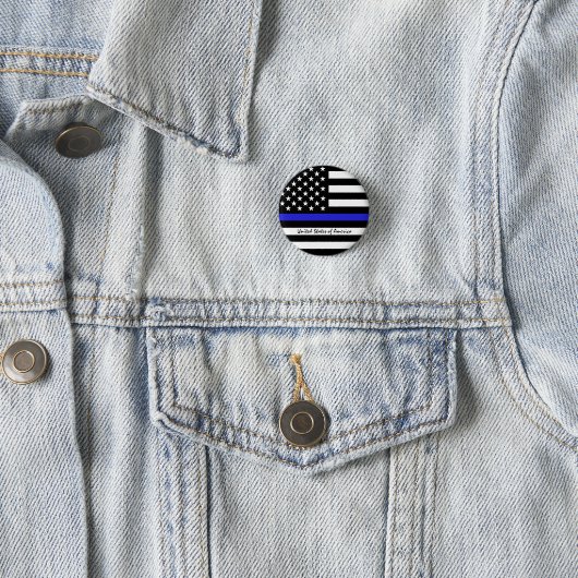 Thin Blue Line & American Flag Police / US-Büro Button (Beispiel)