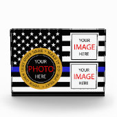 Thin Blue Line & American Flag Police / US-Büro Fotoblock (Vorderseite)
