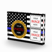 Thin Blue Line & American Flag Police / US-Büro Fotoblock (Rechts)