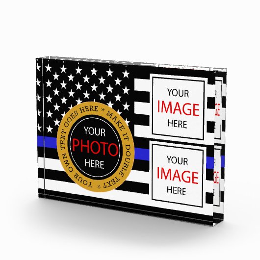 Thin Blue Line & American Flag Police / US-Büro Fotoblock (Rechts)