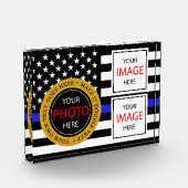 Thin Blue Line & American Flag Police / US-Büro Fotoblock (Links)