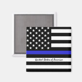 Thin Blue Line & American Flag Police / US-Büro Magnet (Vorderseite/Rückseite)