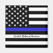 Thin Blue Line & American Flag Police / US-Büro Magnet (Vorne)