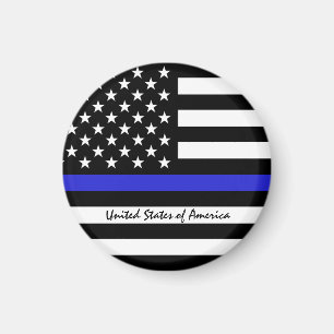 Thin Blue Line & American Flag Police / US-Büro Magnet