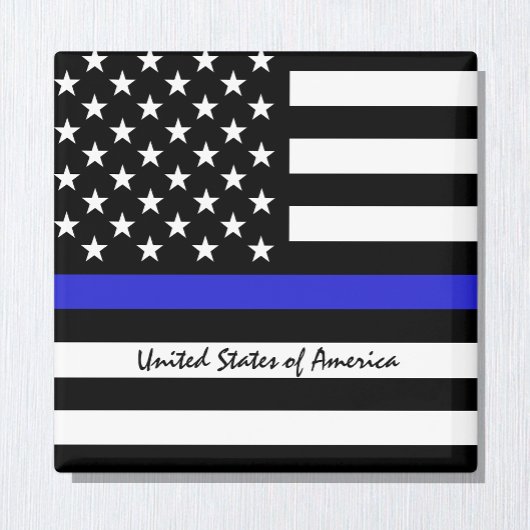 Thin Blue Line & American Flag Police / US-Büro Magnet