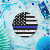 Thin Blue Line & American Flag Police / US-Büro Pappteller (Party)