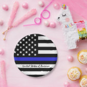 Thin Blue Line & American Flag Police / US-Büro Pappteller (Party)