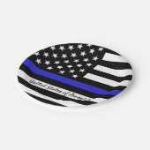 Thin Blue Line & American Flag Police / US-Büro Pappteller (Schrägansicht)