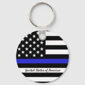 Thin Blue Line & American Flag Police / US-Büro Schlüsselanhänger (Vorderseite)