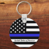 Thin Blue Line & American Flag Police / US-Büro Schlüsselanhänger (Rückseite)