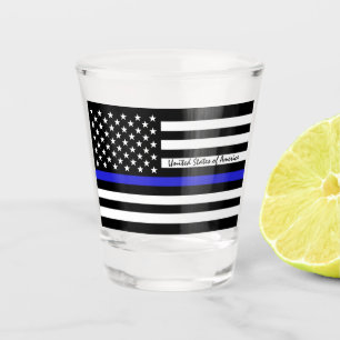 Thin Blue Line & American Flag Police / US-Büro Schnapsglas