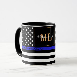 Thin Blue Line & American Flag Police / US-Büro Tasse