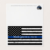 Thin Blue Line American Flag Police Vielen Dank Visitenkarten (Außenseite Aufgefaltet)