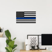 Thin Blue Line American Flag Poster (Heimbüro)