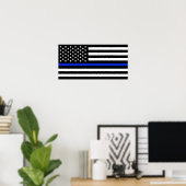 Thin Blue Line American Flag Poster (Heimbüro)