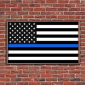 Thin Blue Line American Flag Poster