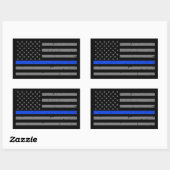Thin Blue Line American Flag Rechteckiger Aufkleber (Blatt)