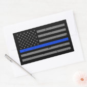 Thin Blue Line American Flag Rechteckiger Aufkleber (Umschlag)