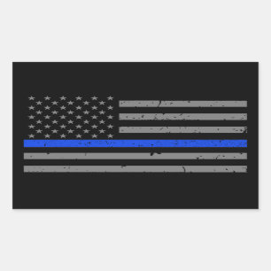 Thin Blue Line American Flag Rechteckiger Aufkleber
