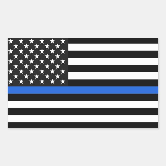 Thin Blue Line American Flag Rechteckiger Aufkleber (Vorderseite)