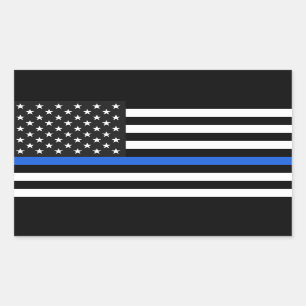 Thin Blue Line American Flag Rechteckiger Aufkleber