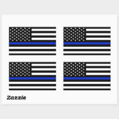 Thin Blue Line American Flag Rechteckiger Aufkleber (Blatt)