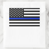 Thin Blue Line American Flag Rechteckiger Aufkleber (Tasche)