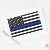 Thin Blue Line American Flag Rechteckiger Aufkleber (Umschlag)