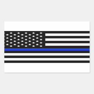 Thin Blue Line American Flag Rechteckiger Aufkleber