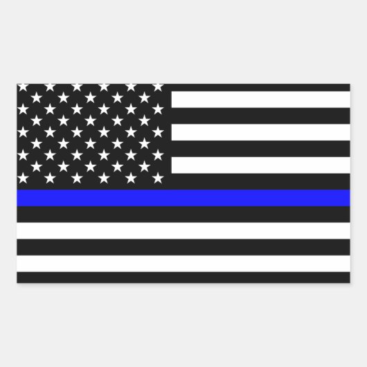 Thin Blue Line American Flag Rechteckiger Aufkleber (Vorderseite)