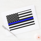 Thin Blue Line American Flag Rechteckiger Aufkleber (Umschlag)