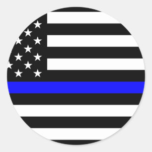 Thin Blue Line American Flag Runder Aufkleber
