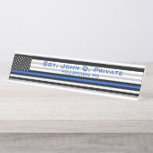 Thin Blue Line American Flag Schreibtischnamensplakette (Vorderseite )