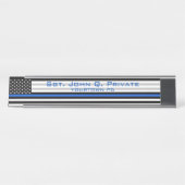 Thin Blue Line American Flag Schreibtischnamensplakette (Vorderseite )
