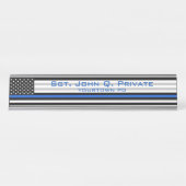 Thin Blue Line American Flag Schreibtischnamensplakette (Vorderseite )