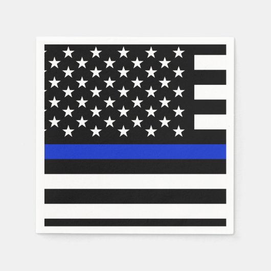 Thin Blue Line American Flag Serviette (Vorderseite)