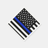 Thin Blue Line American Flag Serviette (Ecke)