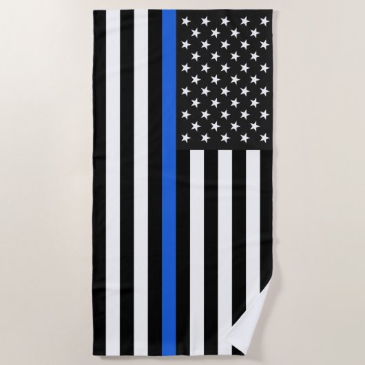 Thin Blue Line American Flag Strandtuch (Vorderseite)