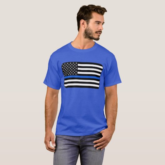 Thin Blue Line American Flag T-Shirt (Vorne ganz)