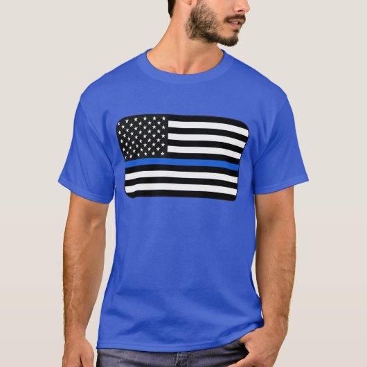 Thin Blue Line American Flag T-Shirt (Vorderseite)