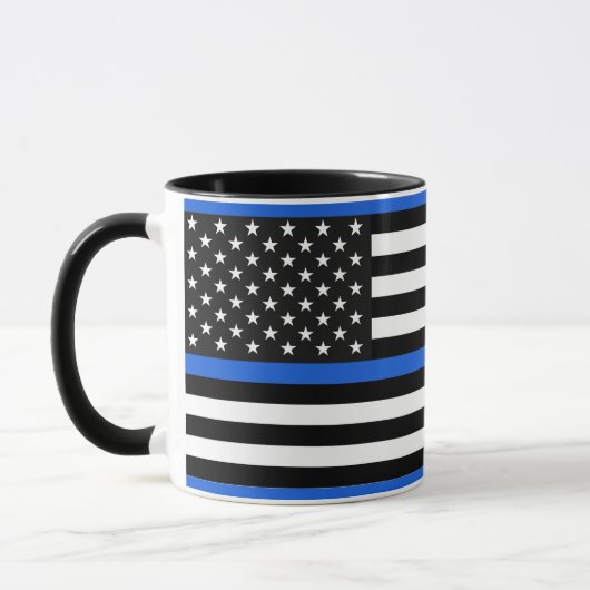 Thin Blue Line American Flag Tasse (Links)