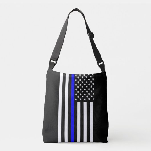 Thin Blue Line American Flag Tragetaschen Mit Langen Trägern (Vorderseite)