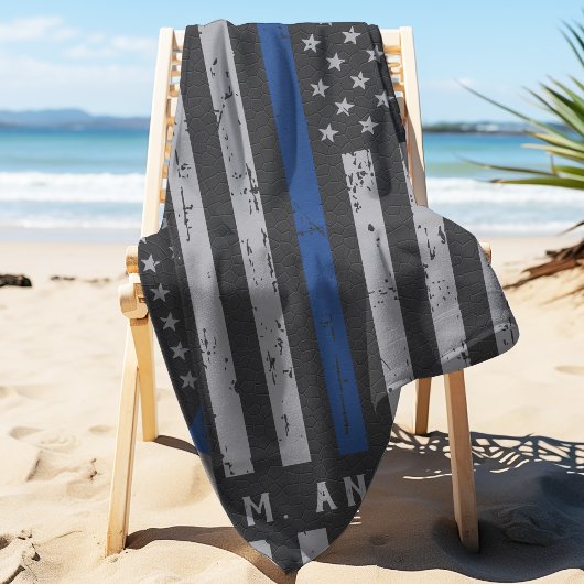 Thin Blue Line - American Flag USA Blue - Police Strandtuch