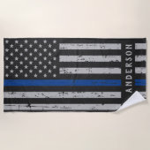 Thin Blue Line - American Flag USA Blue - Police Strandtuch (Vorderseite)