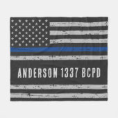 Thin Blue Line - American Flag USA - Police Mama Fleecedecke (Vorderseite (Horizontal))